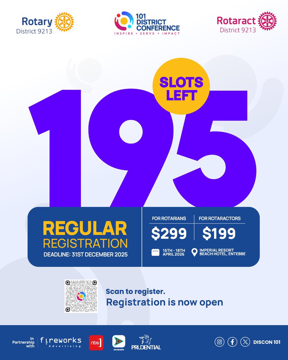 ALMOST SOLD OUT! 

 Only 195 slots left for #DISCON101! 

Have you gotten your ticket yet? 🤔 

Don't let FOMO anxieties get to you! 😅 

Secure your spot NOW! 💪

- Rotarians $299
- Rotaractors $199

Register here 👉🏻bit.ly/discon101

#RotaryEyamba