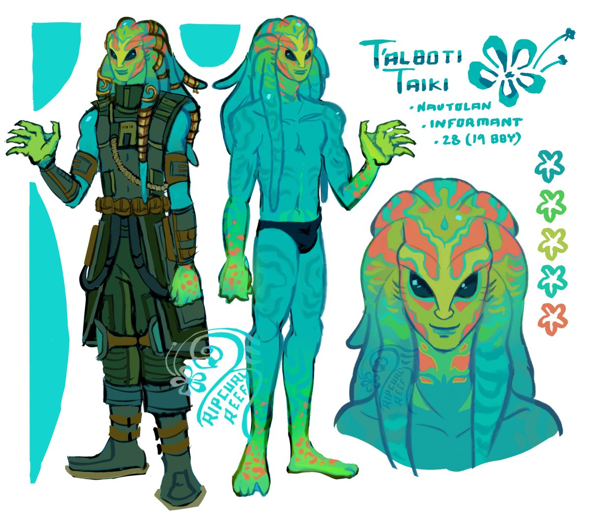 RIPCURLREEF's tweet image. updated T&apos;alboti ref! 🦜
#StarWars #oc