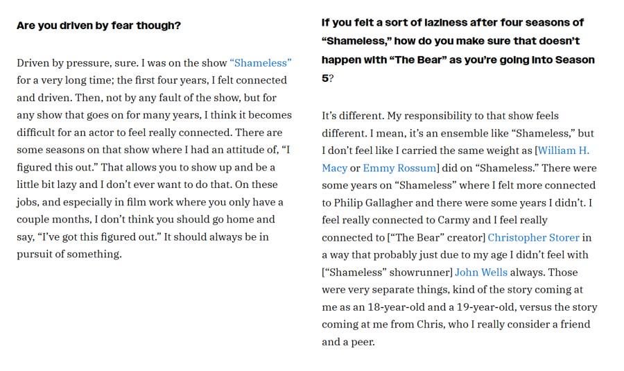 inbella's tweet image. Jeremy Allen White on feeling lazy after being on a show that's been on for years: 'I think it becomes difficult for an actor to feel really connected. There are some seasons on that show where I had ...
 
inbella.com/1398811/jeremy…
 
#LetsDiscuss #PopCulture #SeriousGossips