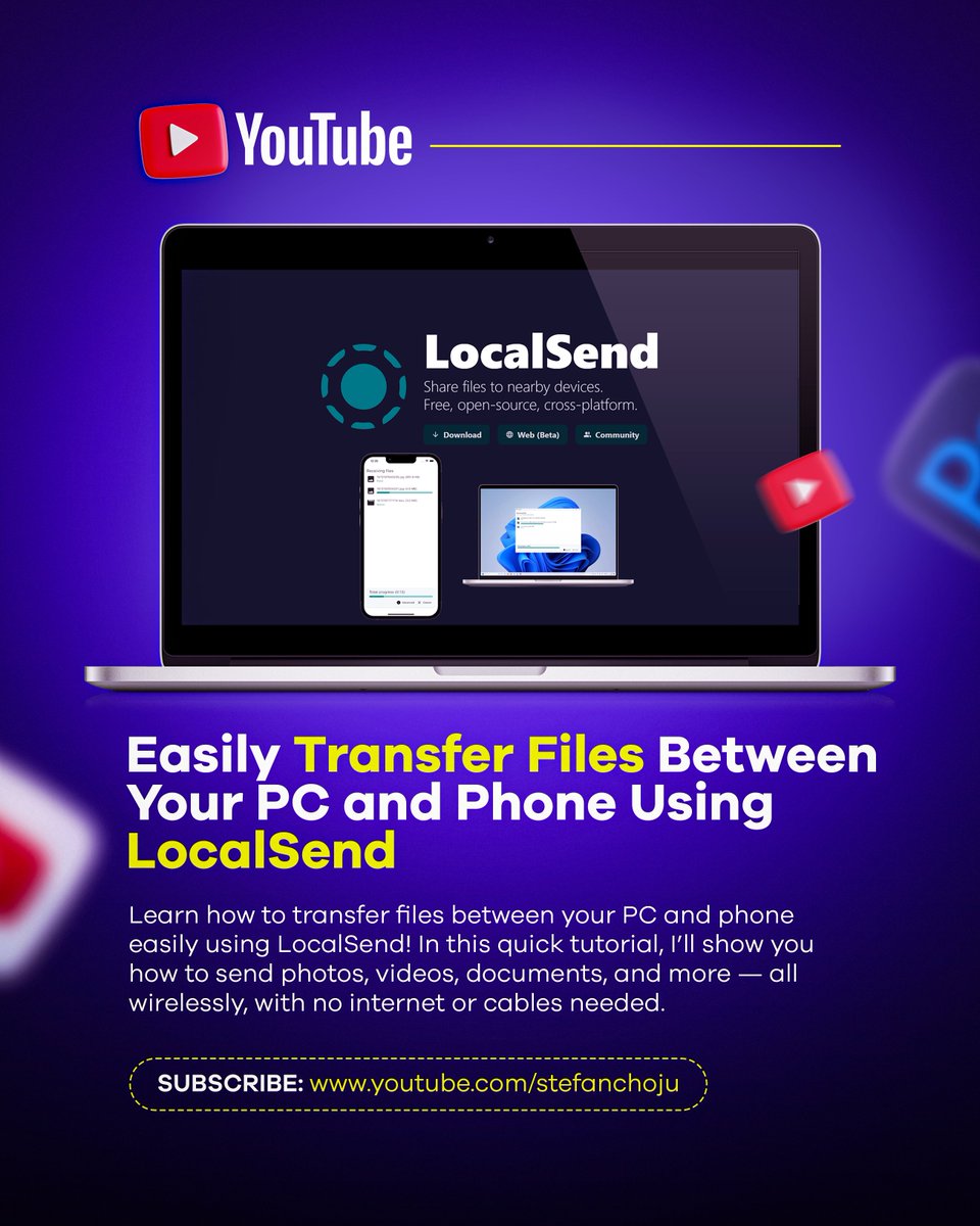 stefanchoju's tweet image. If you&apos;re tired of using USB cords to transfer stuff between your phone and PC, this is for you.

It is an easier answer faster method that&apos;s really helped me and will help you too.

Enjoy: youtu.be/BrVdj-vP5kY?si…