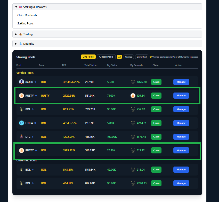 If you still grind on $Linea and would like to support 2 meme projects at once, this guide is for you. 
<a href="/LineaBuild/">Linea.eth</a>  

1. Go to
rustytokenai.com/proof-of-human…
2. scan for humanity
3. claim keys 
4. Go to BankofLinea.build/app
5. Stake your rusty tokens in the correct pool. 
  5a Stake