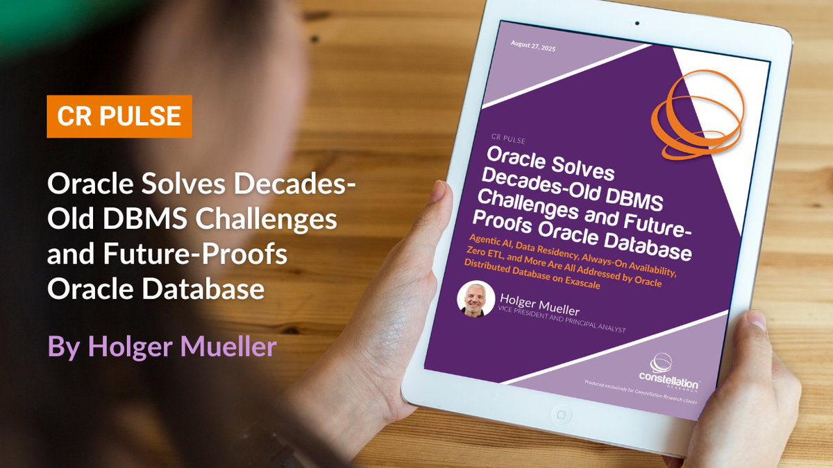 constellationr's tweet image. .@Oracle is tackling decades-old database scalability issues while gearing its flagship platform for the AI-powered future. @holgermu shows how the Oracle Database is being modernized for global scale, compliance, and emerging agentic #AI workloads zurl.co/RMLbm