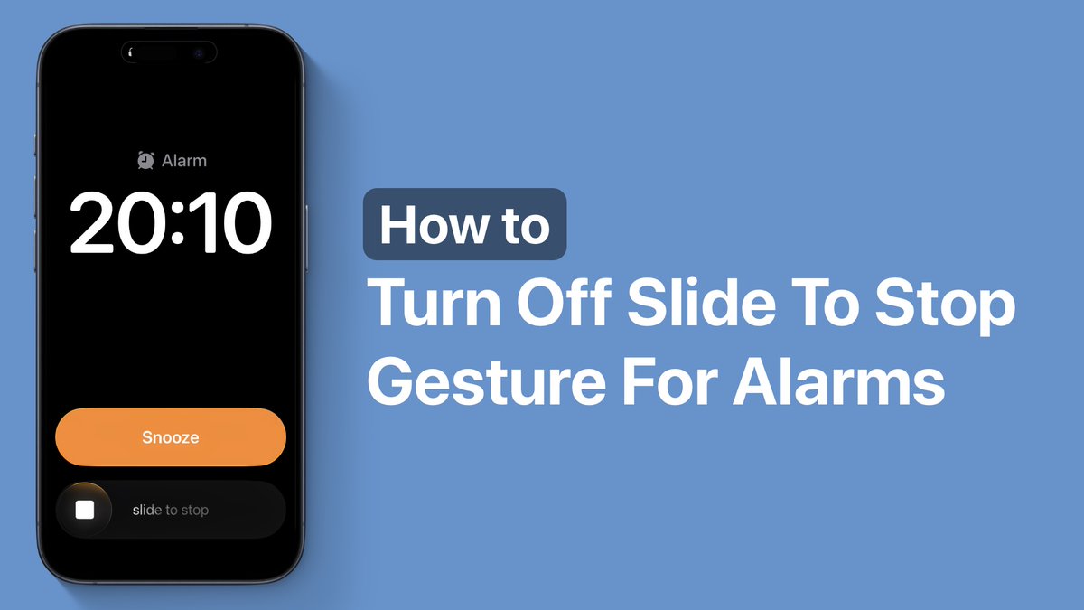 iOSHacker1's tweet image. How to Turn Off Slide to Stop Gesture for Alarms in iOS 26.1 ioshacker.com/how-to/turn-of…