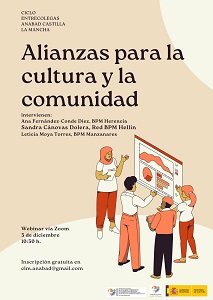 ANABAD CASTILLA LA MANCHA: Webinar «Alianzas para la cultura y la comunidad»
Webinar via ZOOM. 
La inscripción es gratuita y se realizará mediante correo electrónico a clm.anabad@gmail.com
anabad.org/anabad-castill…
