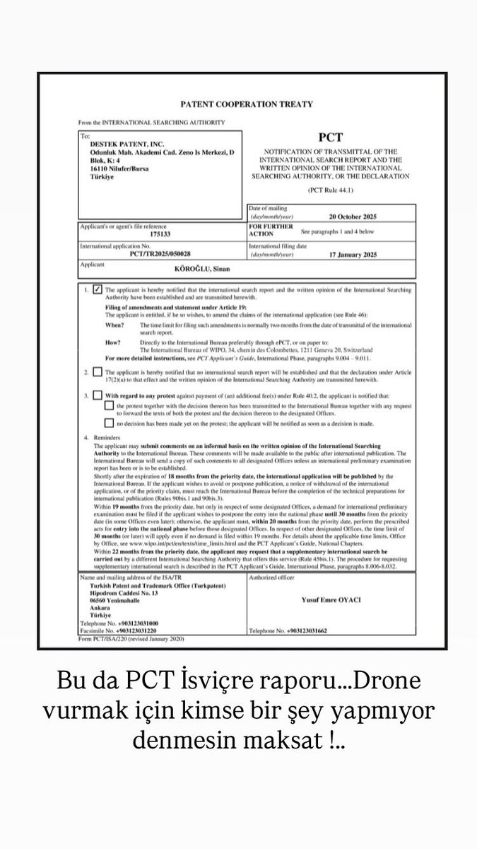 Maksat, kimse dron vurmak için bir şey yapmıyor demesin…
#patent #drone #hunter #killer #bullet #savunma #defence #yenilik