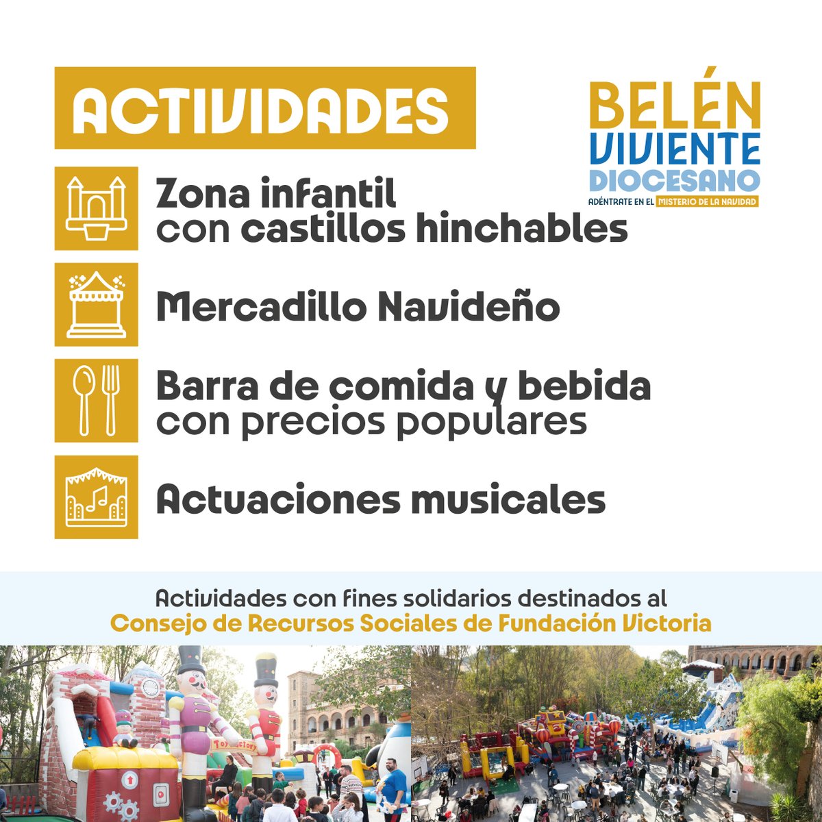 Además, el Belén contará con actividades con fines solidarios:
• Zona infantil e hinchables
• Mercadillo navideño
• Barra con precios populares
• Actuaciones musicales

Pronto compartiremos el programa completo
🔗 fvictoria.es/el-belen-vivie…

#ColegiosDiocesanos