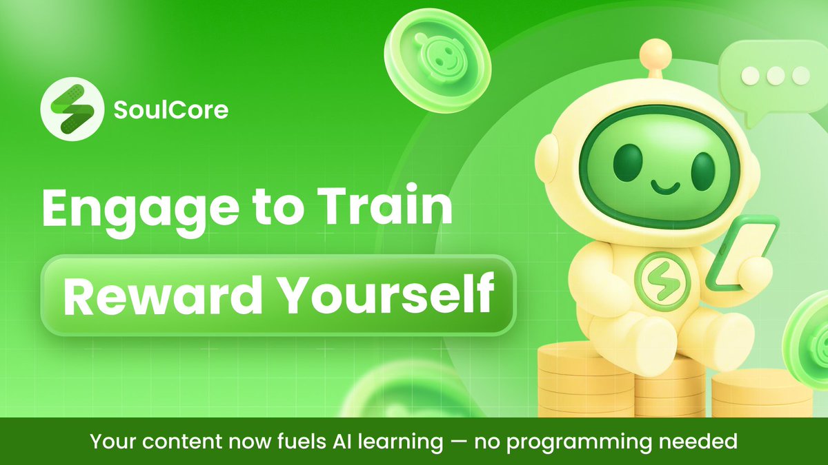 SoulCoreWeb3's tweet image. 🚀 SoulCore is here to redefine how AI learns — through you.

Engage with content.
Train decentralized intelligence.
Earn cognitive rewards. ⚡️

👀 Engage to Train. Reward Yourself.
The AI renaissance starts with you.

#SoulCore #SocialFi #AI #TrainToEarn #DePIN