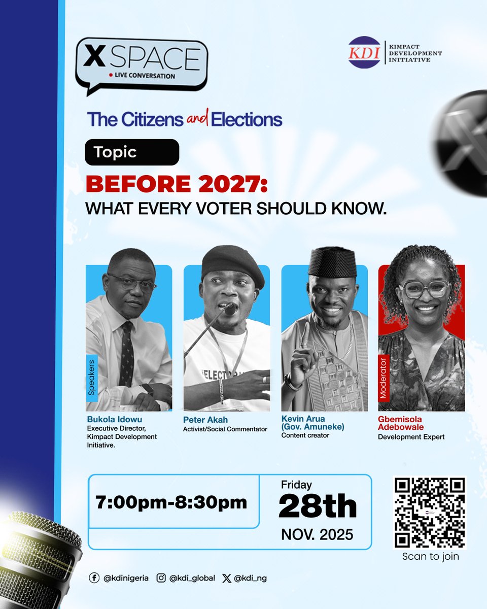 We’re kicking off the very first edition of our “The Citizens and Elections” Series! 

A space created to bring citizens closer to the realities that shape Nigeria’s democracy.

Our opening conversation, “Before 2027: What Every Voter Should Know,” dives into the choices,