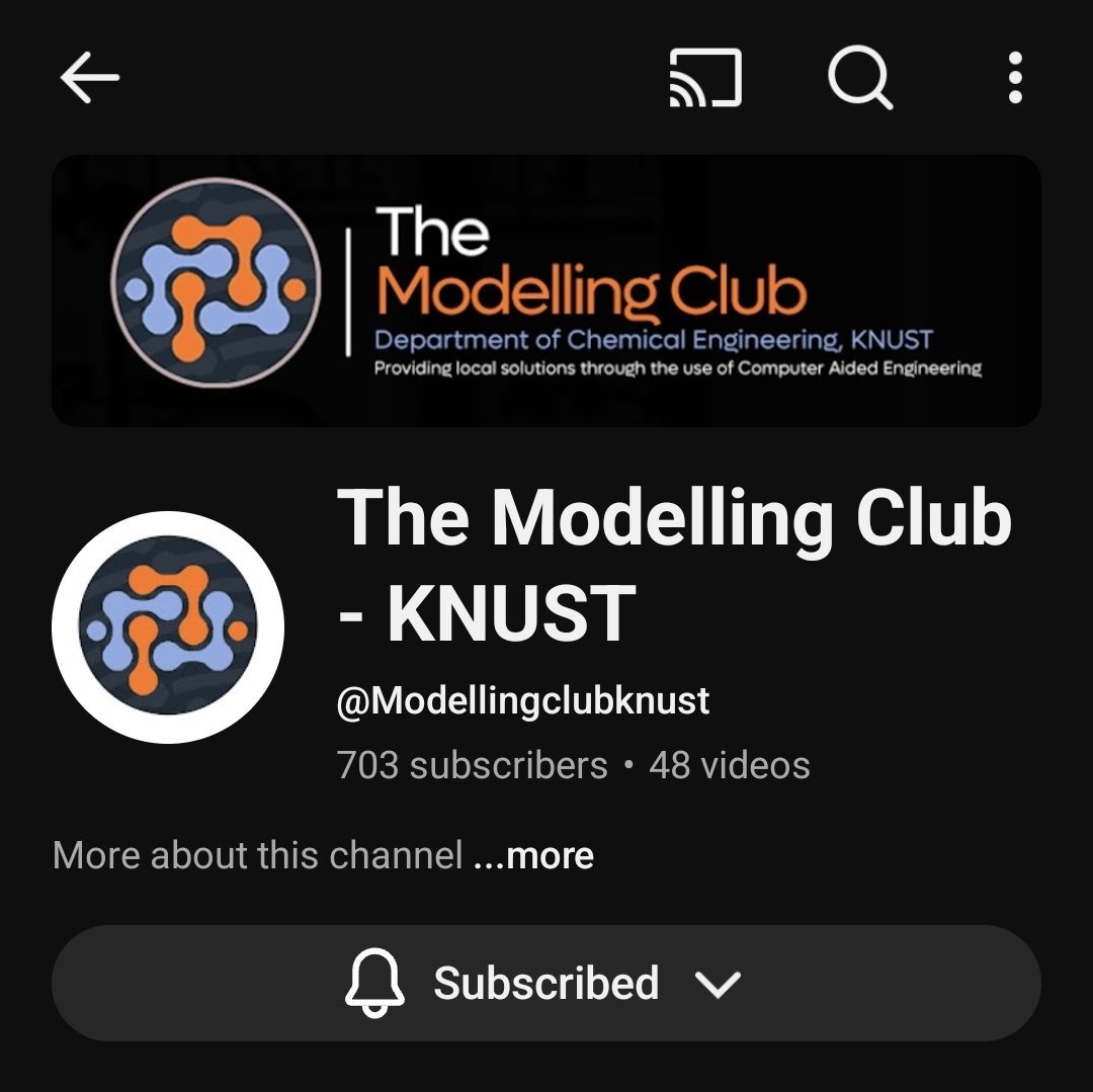 psgyasidenteh's tweet image. Stumbled upon the Modelling Club-KNUST @ClubModelling, and it&apos;s a game-changer!
If you&apos;re into hands-on engineering and want to master tools like MATLAB &amp;amp; Aspen Plus, this is the place to be! 

Join for fun projects and community-learning
youtube.com/@modellingclub…
