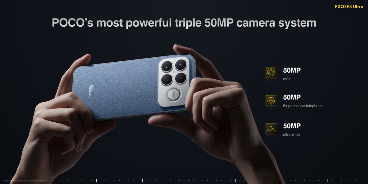 POCOGlobal's tweet image. This is POCO’s most powerful triple 50MP camera system ever.
#POCOF8Ultra