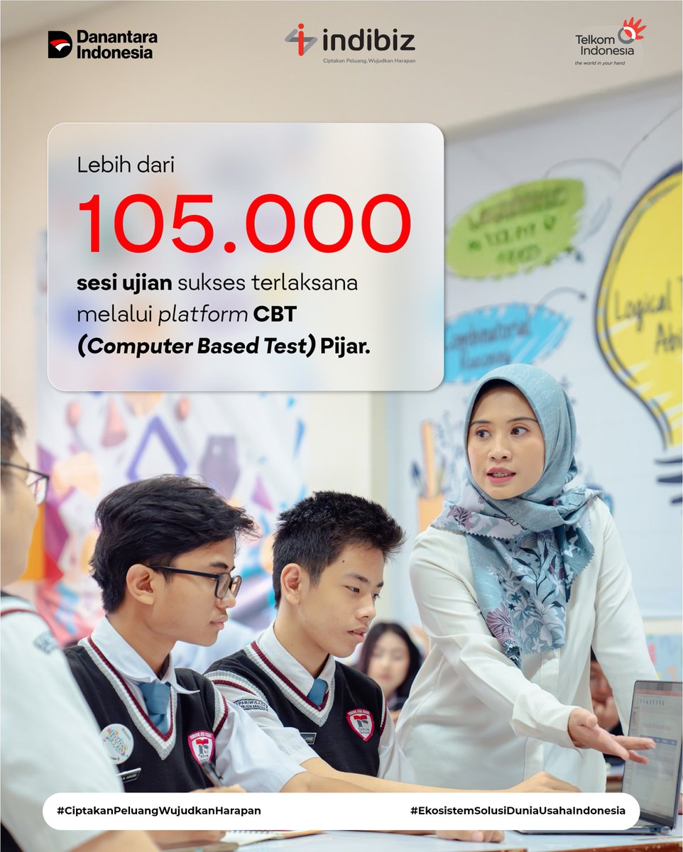 Indibiz_jtdiy's tweet image. Ujian kini tak lagi ribet! Lewat platform CBT Pijar, Telkom Indonesia telah bantu lebih dari 680+ sekolah &amp;amp; 408.000 siswa sukses laksanakan ujian semester di 29 provinsi.

Bersama Telkom Indonesia, kita hadirkan pendidikan yang lebih modern, inklusif, dan efisien.

#Indibizjtd