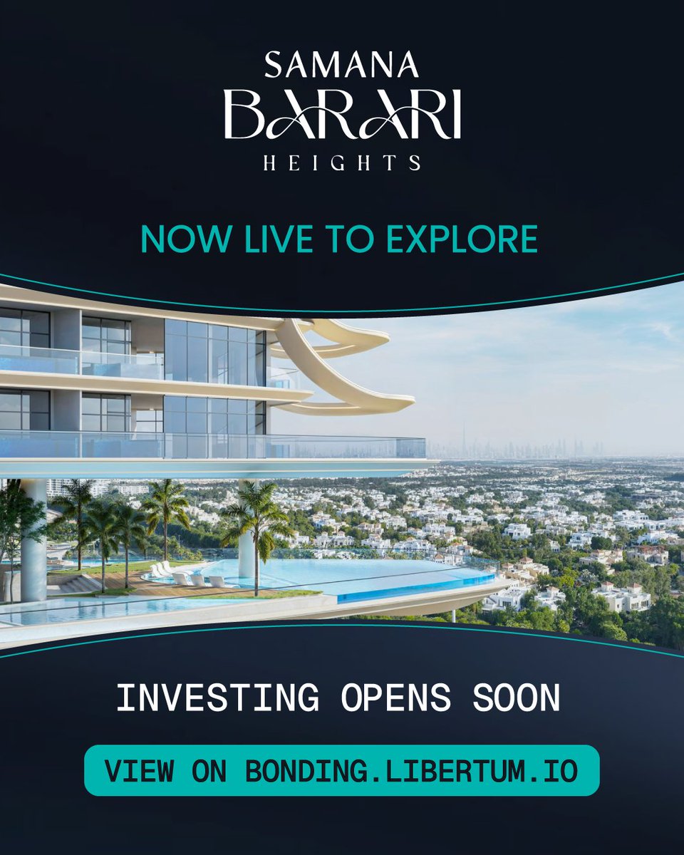 🚀 Barari Heights by Samana Developers is now available to explore on Libertum’s B-DEX, giving global investors access to prime Dubai real estate from just $100.
