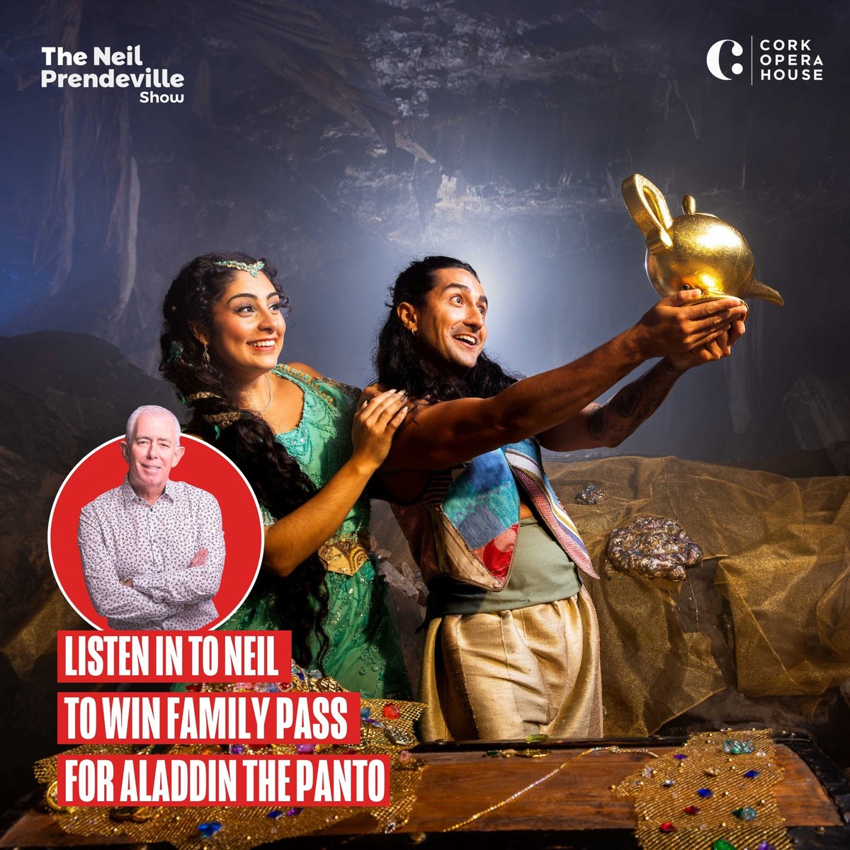 CorksRedFM's tweet image. Listen in to The Neil Prendeville Show all this week for your chance to join Aladdin and everyone&apos;s favourite Nanny Nellie at this year&apos;s panto 🎭

You can WIN a Family Pass for Friday, January 2nd - 7pm
