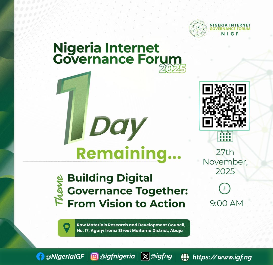 Countdown ends tomorrow. Be there!

#NIGF2025 #DigitalGovernance #countdown
