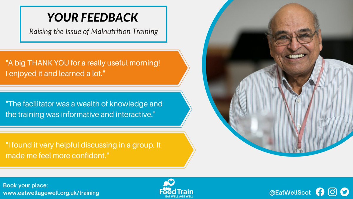 EatWellScot's tweet image. Do you know how to support an older person at risk of malnutrition? 
Our Raising the Issue of Malnutrition Training gives you the knowledge you need to identify those at risk &amp;amp; provide effective first line advice.
Dates &amp;amp; registration here -&amp;gt; bit.ly/4gr7wyR