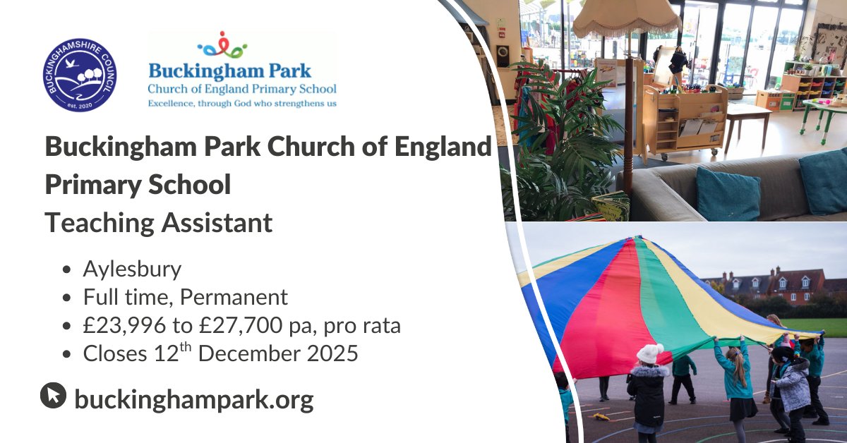 teachbucks's tweet image. Buckingham Park Church of England Primary School has an exciting opportunity for someone with the right training, experience and skills to be a part of their school team. Find out more: ow.ly/twSo50Xxvxv 

#TeachingAssistant #LearningSupport #JobsinSchools #Education