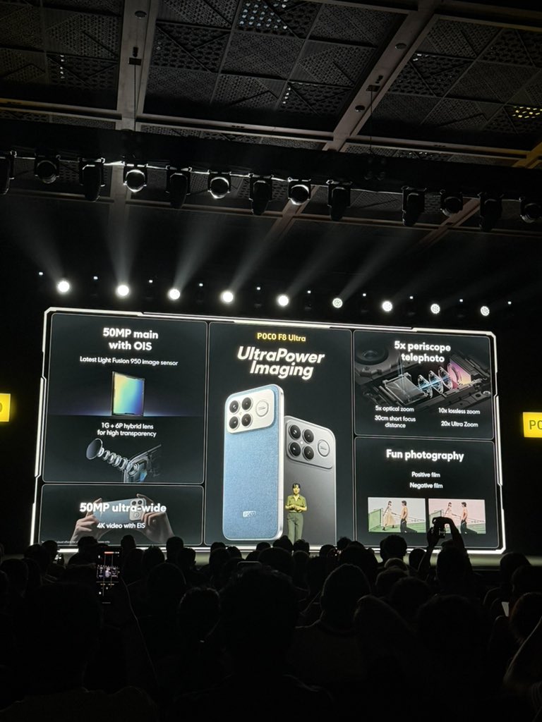 ZONEofTECH's tweet image. Some pretty impressive camera specs on the #POCOF8Ultra. 

Competes against the S25 Ultra and iPhone 17 Pro Max:

#POCOF8Series #UltraPowerAscended