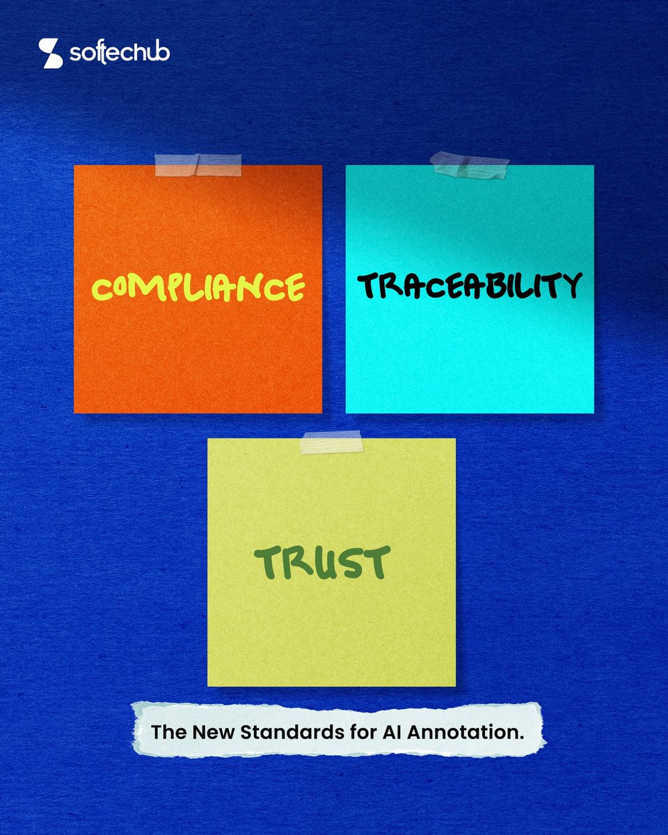 softechubltd's tweet image. AI regulation isn’t coming it’s already here.
From the EU AI Act to new US privacy laws, annotation is now a compliance priority.
Data must be accurate, traceable, auditable, and ethically sourced.

Trustworthy AI starts with trustworthy data.
#AIRegulation #DataAnnotation