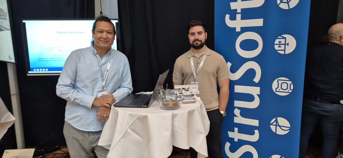 StruSoft's tweet image. Yesterday, we attended Steel Building Day (Stålbyggnadsdagen) in Stockholm. We met with industry professionals, shared insights on steel construction and upcoming changes to the Eurocodes, and offered a sneak peek at the 7-DOF bar model coming in FEM-Design 25.

#StruSoft