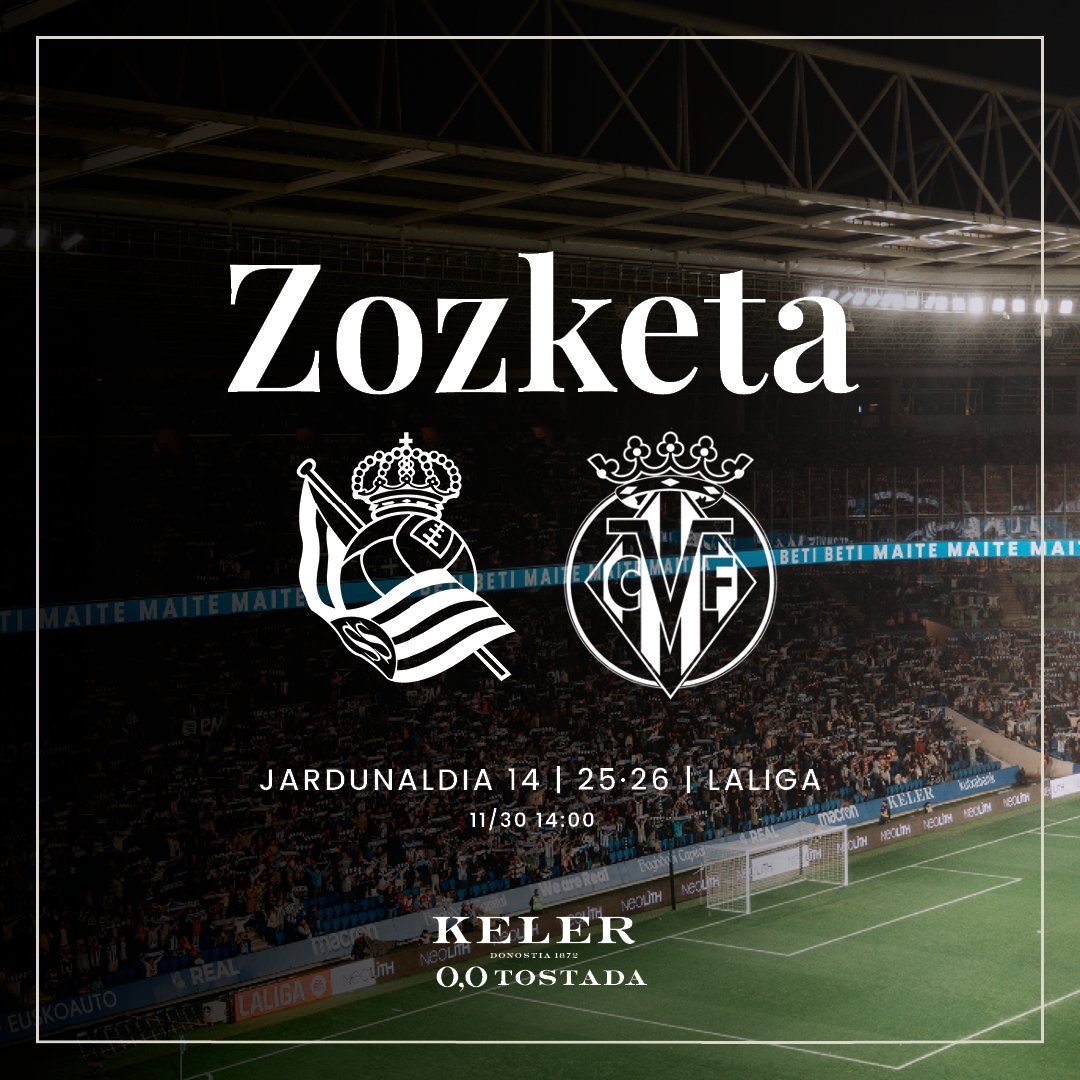 RealSociedad's tweet photo. 💥 𝗦𝗢𝗥𝗧𝗘𝗢 💥

Sorteamos DOS ENTRADAS para el partido ante el Villarreal CF (30 de noviembre, 14:00) entre quienes hagáis RT a este tuit. 

#RealSociedadVillarreal