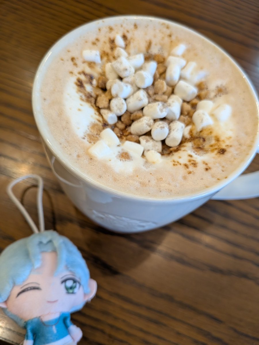 今日発売のスモアチョコレートラテ！！飲んだ！！！甘い物好きな私だけどめちゃくちゃ甘すぎて途中で胸焼けした⋯フラペチーノだったらまだマシだったのかも⋯でも寒くてホットにしたら甘すぎた⋯🫠