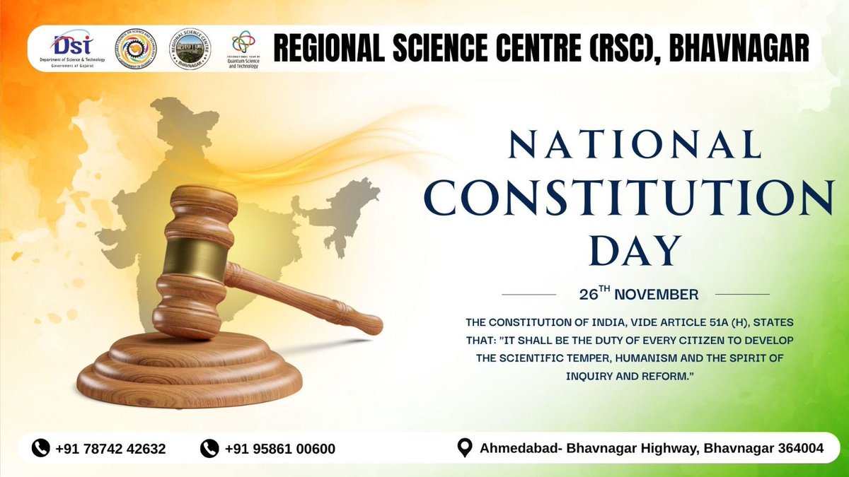BhavinGohel777's tweet image. On this Constitution Day, we celebrate India’s strong, thoughtful Samvidhan and the power of curiosity &amp;amp; science. @RSCBhavnagar joins the nation in fostering inquiry for a better tomorrow. #ConstitutionDay #ScienceForAll
