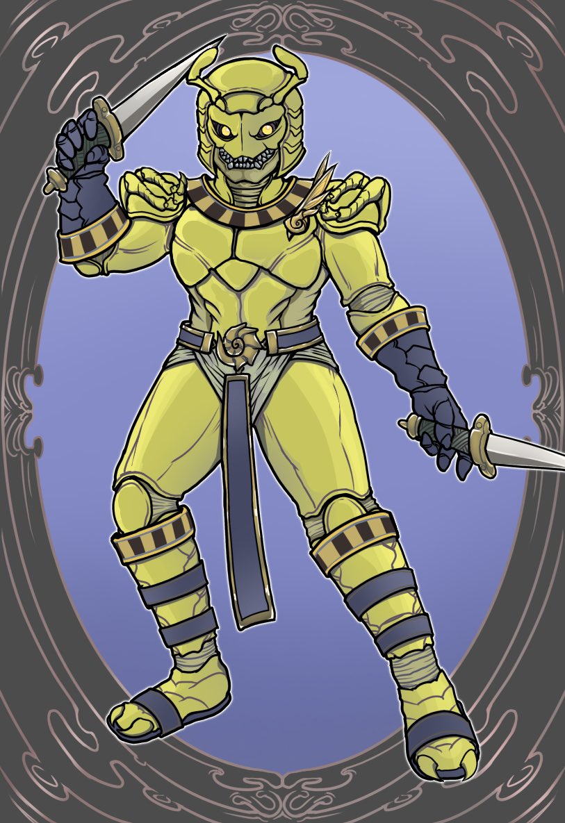 スカラベロード　スカラバエウス・ウィリディス/アウルム

コガネムシのような姿のアンノウン。格闘が得意なウィリディス、ダガーによる接近戦が得意なアウルムが存在する