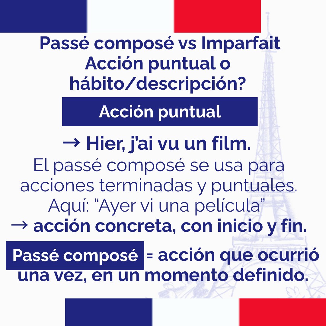 EOIVALDEMORO's tweet image. ✨ ¿Passé composé o imparfait? 
👉 En este carrusel descubrirás la diferencia con ejemplos claros y visuales. 

#eoivaldemoro #valdemoro #Francés #AprenderFrancés #Idiomas #LenguasExtranjeras #FrenchGrammar #PasséComposé #Imparfait #AprenderIdiomas #LanguageLearning