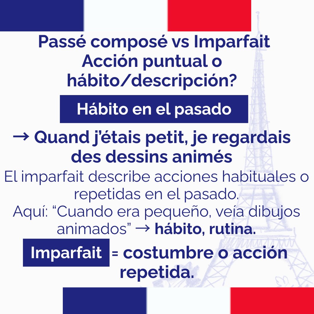 EOIVALDEMORO's tweet image. ✨ ¿Passé composé o imparfait? 
👉 En este carrusel descubrirás la diferencia con ejemplos claros y visuales. 

#eoivaldemoro #valdemoro #Francés #AprenderFrancés #Idiomas #LenguasExtranjeras #FrenchGrammar #PasséComposé #Imparfait #AprenderIdiomas #LanguageLearning