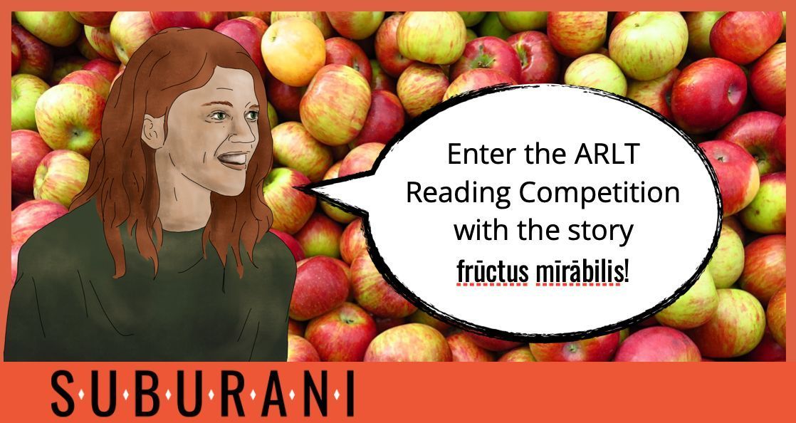 This one is for UK students! The ARLT Reading Competition is open, and students in Years 8 &amp; 9 can enter by reading our Chapter 7 story frūctus mīrābilis! It's your chance to give voice to the famous nose bleed that kickstarted a romance... Learn more at: arlt.co.uk/event-posts/ar…