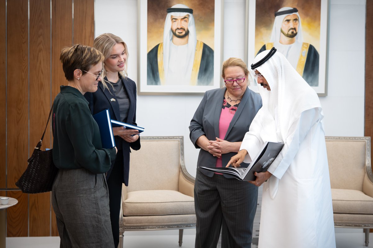 mbrlae's tweet image. Highlights from the visit of Her Excellency Tuula Yrjola, Ambassador of the Republic of Finland to the United Arab Emirates, to the #MohammedBinRashidLibrary. She was welcomed by H.E. Mohammed Ahmed Al Murr, Chairman of the Board of Directors of the Mohammed bin Rashid Library,…