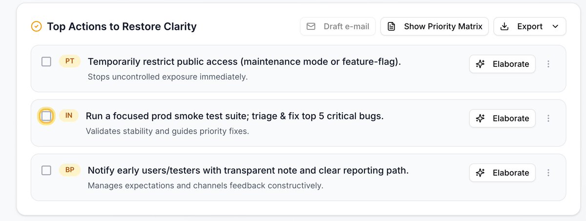 Intelligence_OS's tweet image. From proposed action to restore clarity -&amp;gt; to immediate proposal email to your team. 

Your manager/ team is gonna really appreciate this kind of communication.