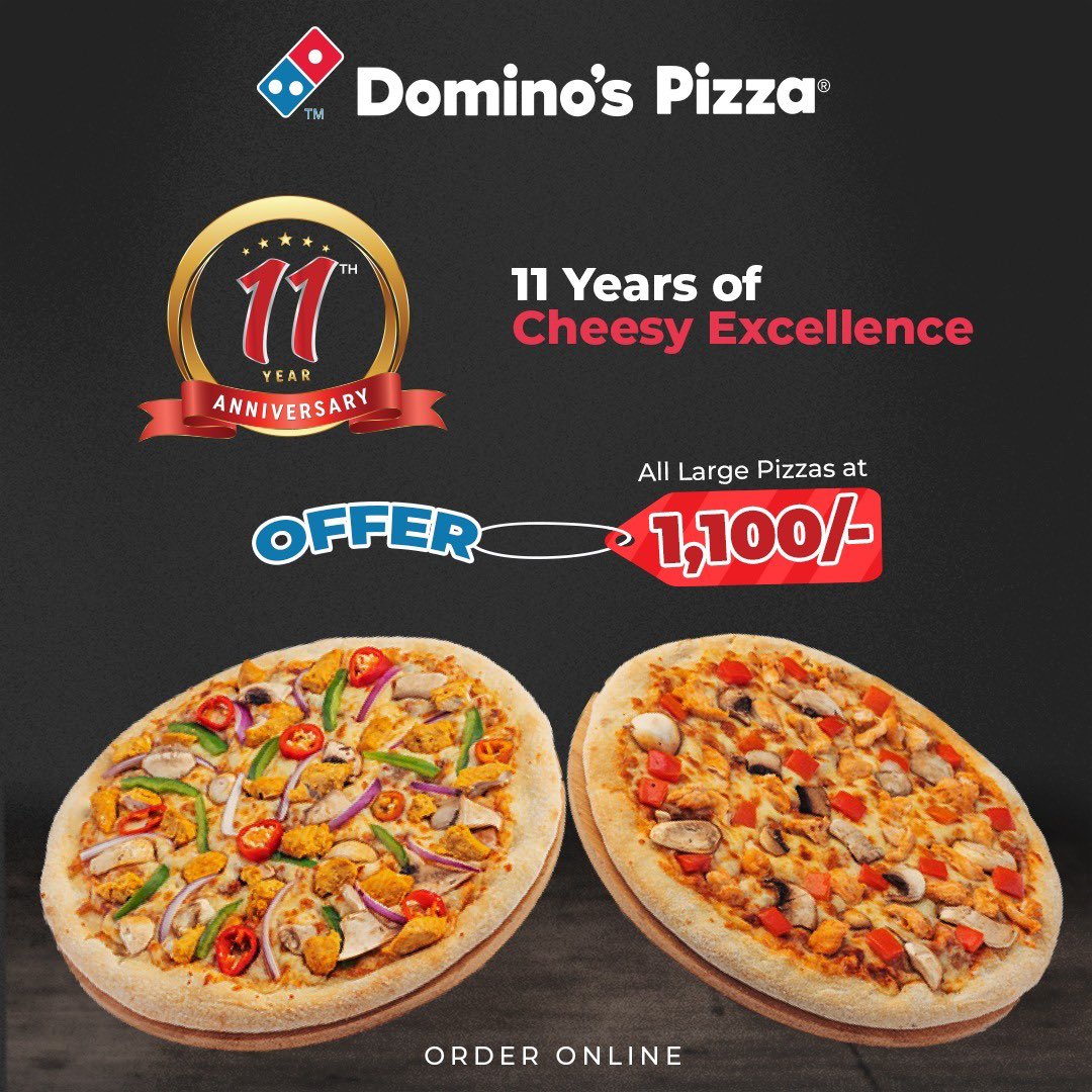 NRGRadioKenya's tweet image. 11 years of serving cheesy greatness and they’re celebrating with a bang! 🎉🍕
Large pizzas now going for 1,100/- — this is your sign to feast #DominosPizza #NRGRadioKenya