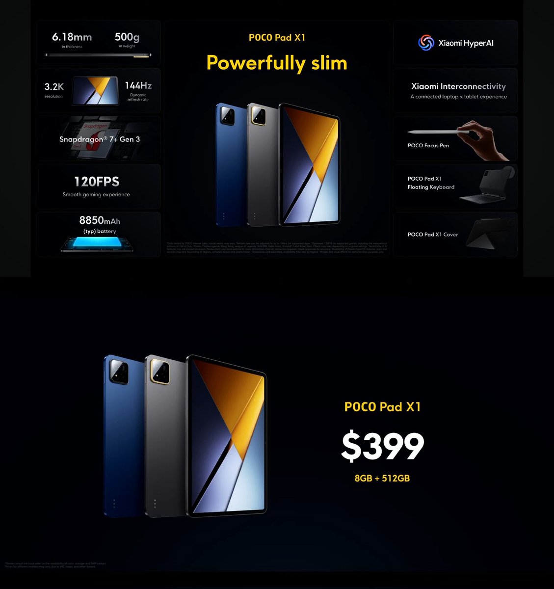 ayansonunigam's tweet image. POCO Pad X1 launched Globally 🌏

💰 399$ ~ 8+512GB 

#POCO #POCOPadX1