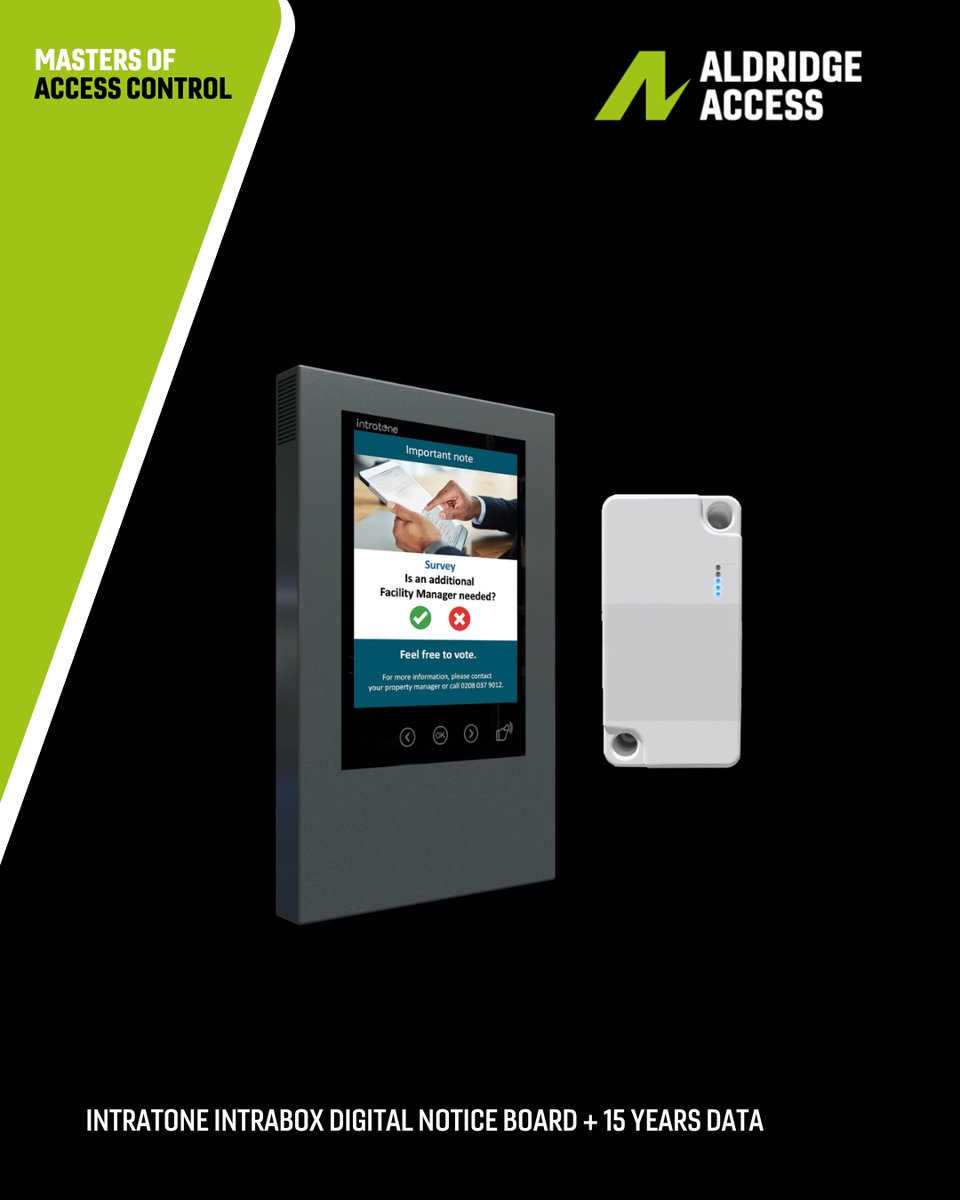 Aldridge_Access's tweet image. 📺 Smarter communication for managed sites.

 The Intratone Digital Notice Board updates instantly via 4G and comes with 15 years of data — ideal for housing or commercial installs.

 🔗 aldridgeaccess.co.uk/intra-0015-int…

 #Intratone #TradeOnly #AccessControl
