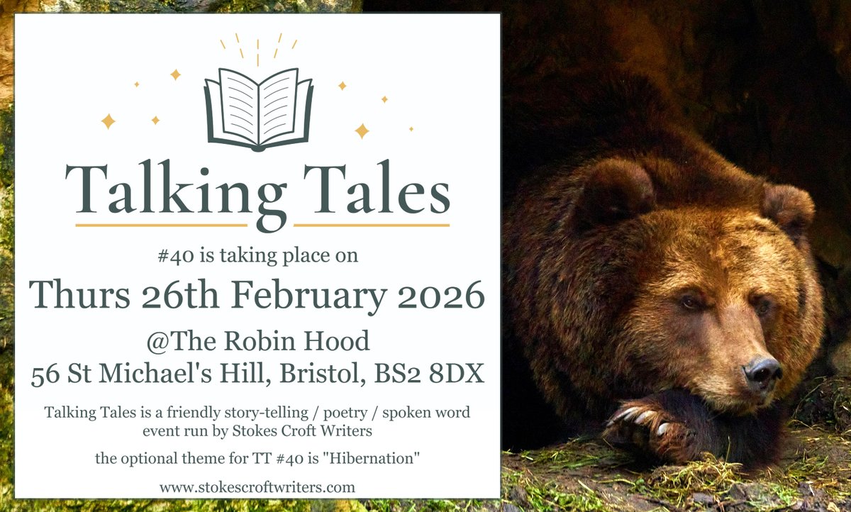 A date for your diaries 📖 Our next event – Talking Tales #40 – is taking place on Thursday 26th February 2026 at The Robin Hood 🎉 Optional theme: "Hibernation" 💤 Hosted by: <a href="/writingsett/">Mark Rutterford</a> 💟 Hope to see you all there 🗣️🎤