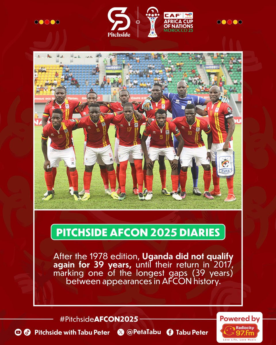#AFCON2017 was one for the books! 

After 3️⃣9️⃣ years away, the <a href="/UgandaCranes/">Uganda Cranes</a> roared back onto Africa’s biggest stage. They may have missed the last two editions, but THEY’RE BACK for 2025 — stronger, and ready to make history again.

#PitchsideAFCON2025 #TotalEnergiesAFCON2025.