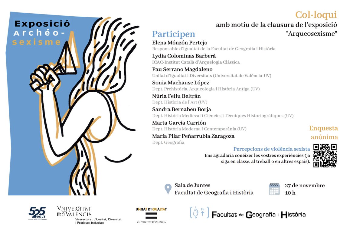 berbor89's tweet image. Demà, a les 10:00h en la @FacGeoiH, debatrem sobre la violència sexista en l’àmbit universitari.

Comparteix la teua experiència de manera anònima responent l’enquesta a través del codi QR.
#25N    #CiSEM