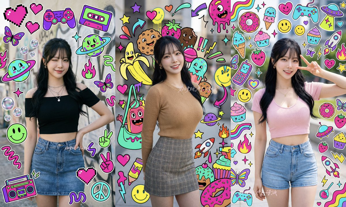 LiEvanna85716's tweet image. 牛逼的来了👉没人真的把“人像一致性”这件事讲透啊！

你猜他们是真不懂，还是故意的？AI 绘画/摄影不是拍一次性的艺术照，追求快感和赏心悦目，更不是只靠堆砌关键词。 真正的挑战在于：怎么让 AI 记住她是谁！

这次用Nano Banana Pro做的涂鸦系列，从不同造型、角度到服装。目的为了彻底锁颜👇