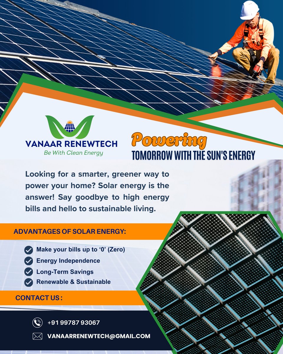 vanaarrenewtech's tweet image. Power your space with the sun. Cut bills, boost savings, and live cleaner with @vanaarrenewtech 

#solarpower #vanaarrenewtech #solarprojects #solarrooftopp #SaveElectricity #renewableenergy #savemoney #GreenEnergy