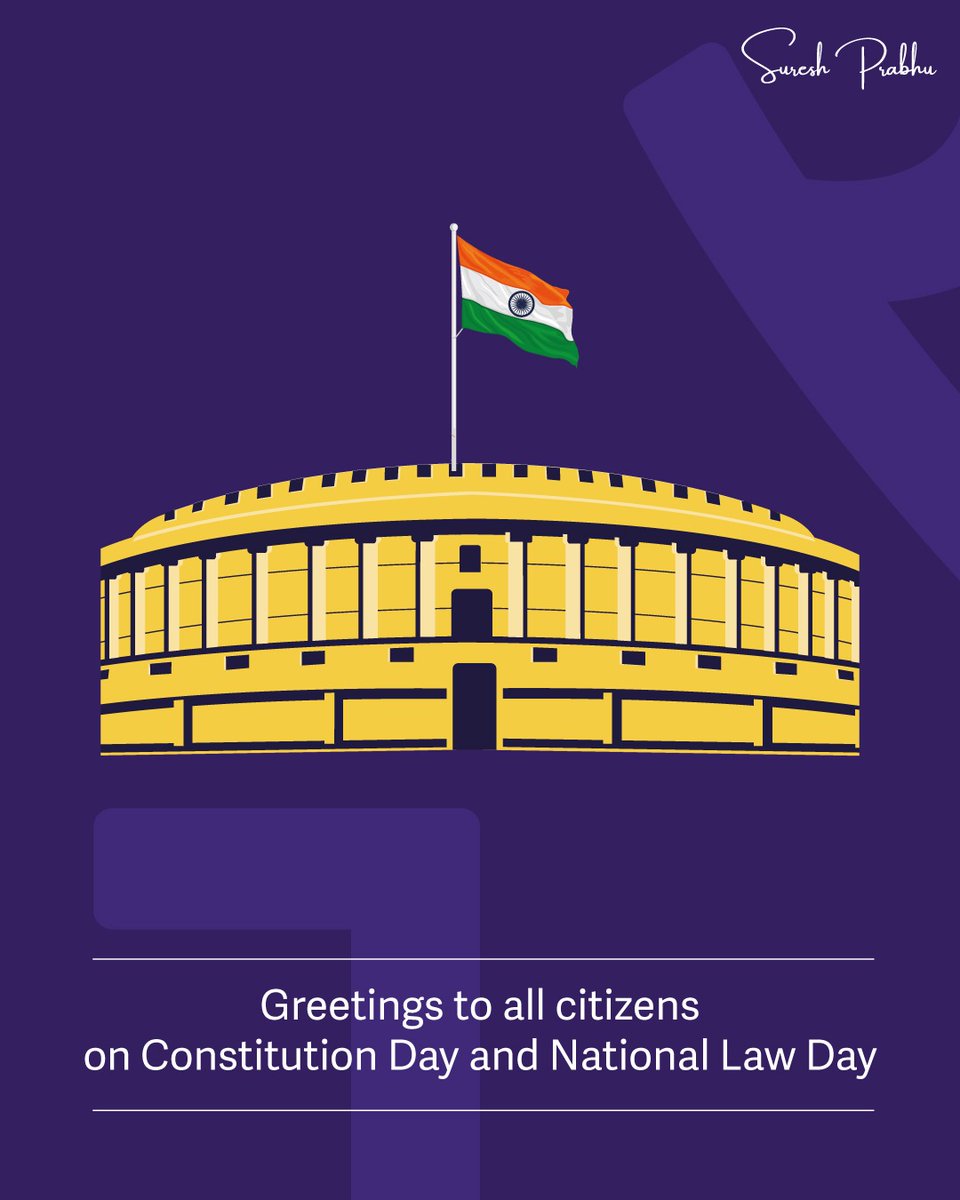 sureshpprabhu's tweet image. The Constitution of India stands as the cornerstone of our democratic republic and the guiding light of our nation&apos;s progress.

On the occasion of Constitution Day, I pay my humble tribute to Dr. Babasaheb Ambedkar, the principal architect of our Constitution, and all the…