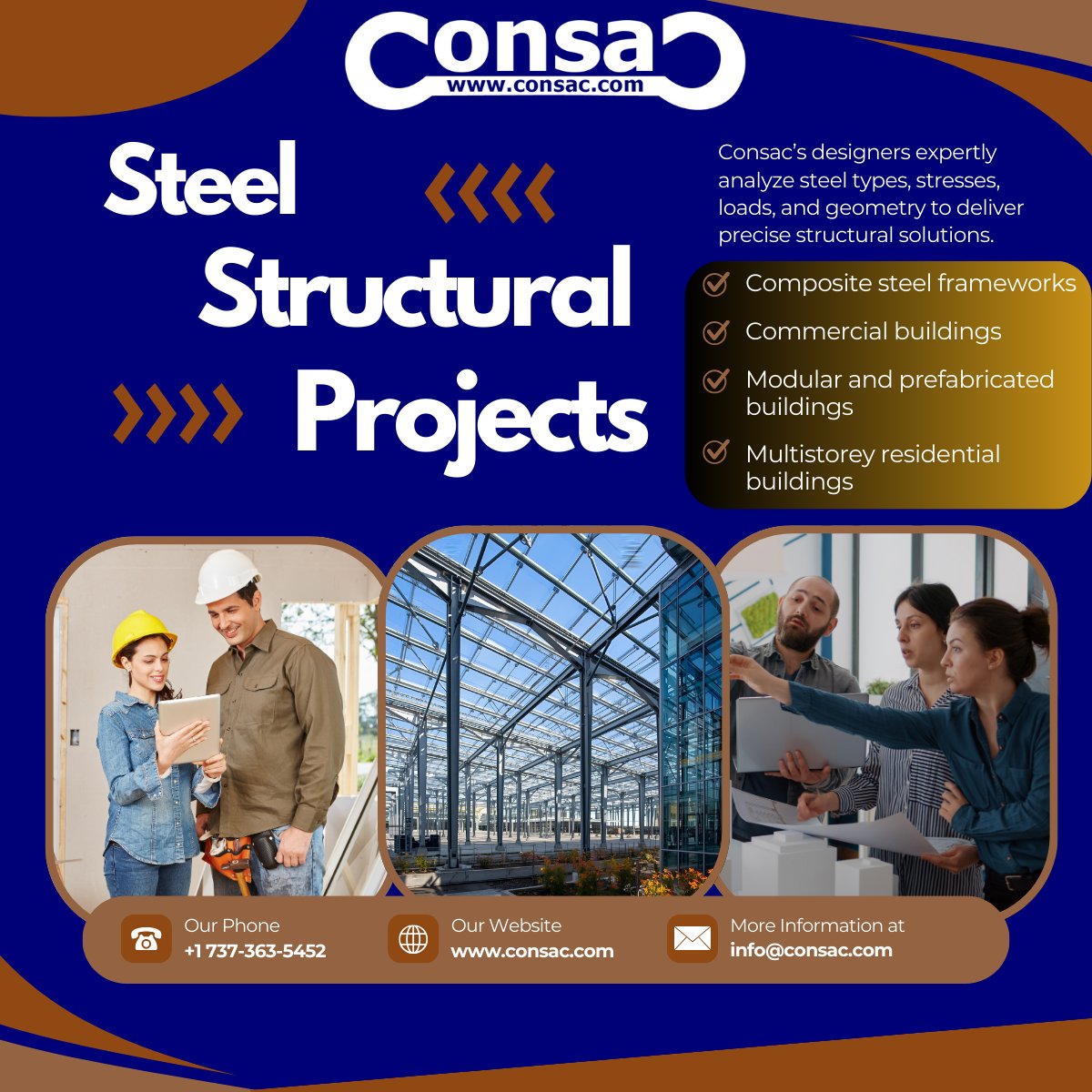 consaccom's tweet photo. Consac delivers precise, AISC-compliant steel design and detailing for all project types, ensuring safety, efficiency, and long-term performance
#StructuralDesign #SteelDetailing #EngineeringServices #AISC https://t.co/HmmzI0CHkI