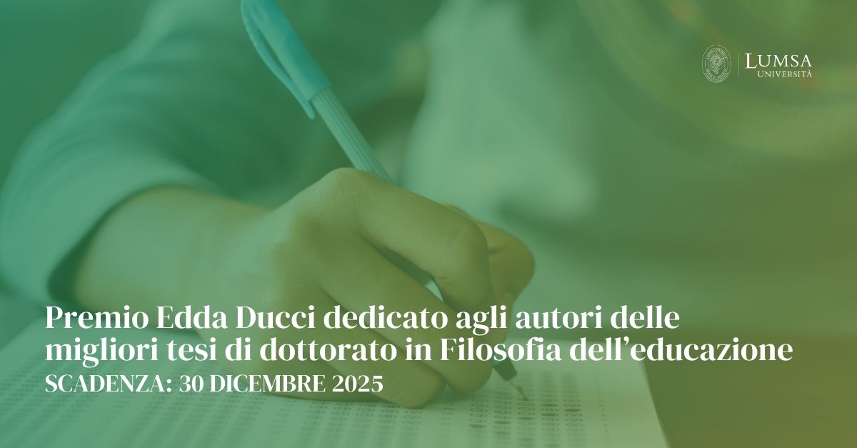 UniLUMSA's tweet image. L’Associazione Luigia Tincani per la promozione della cultura, in collaborazione con la LUMSA, per rendere omaggio alla memoria di #EddaDucci, pedagogista e docente di Filosofia dell’educazione presso l’ateneo e altre istituzioni, le dedica il Premio Edda Ducci, giunto alla VII…
