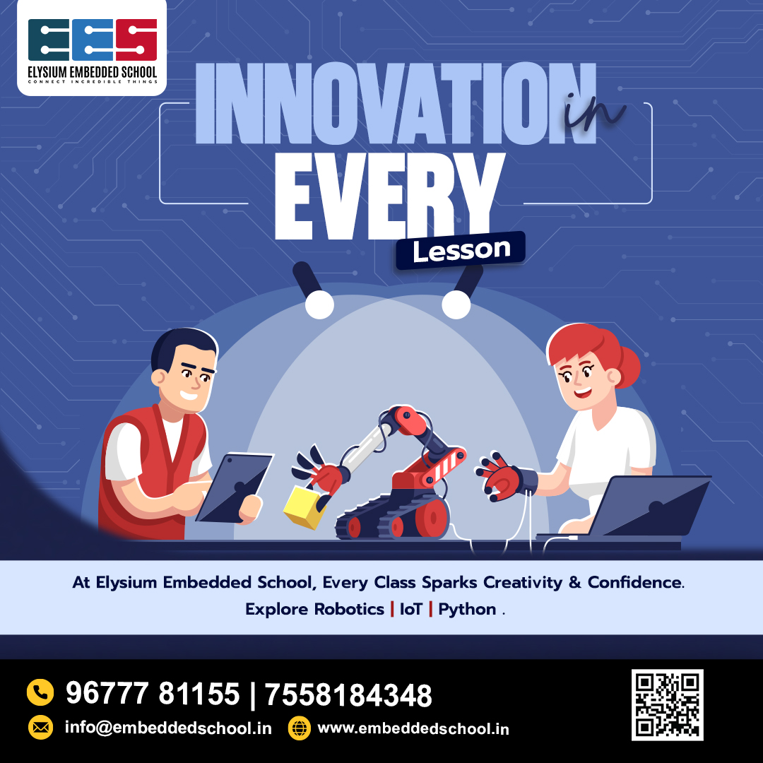 EmbeddedSchool's tweet image. 🚀 Innovation is not a chapter — it&apos;s a habit we build in every lesson!

#ElysiumEmbeddedSchool #RoboticsForKids #IoTTraining #PythonLearning #Embeddedcourse #Embeddedtraining  #YoungInnovators #FutureEngineers #RoboticsClasses #training #LearnWithInnovation #besttraining #Skill