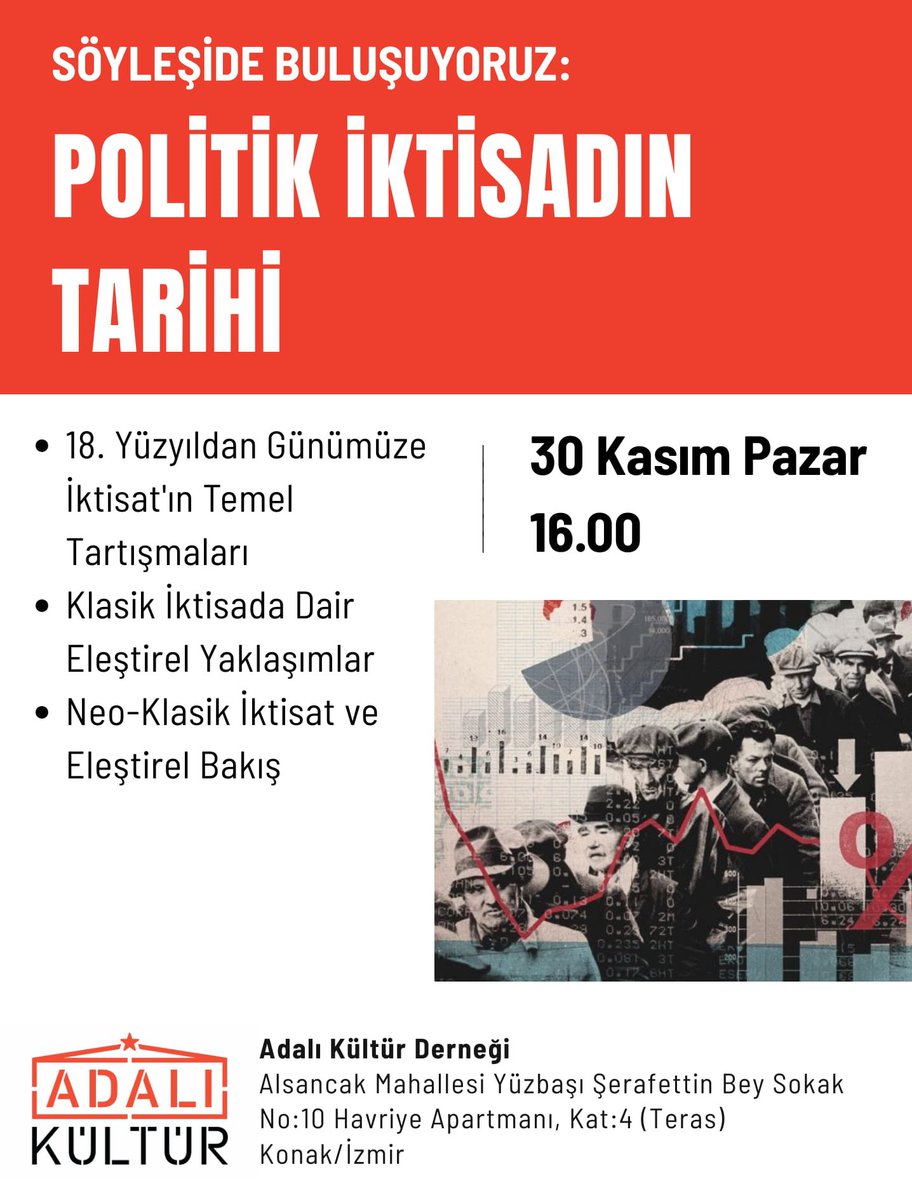 Bu Pazar İzmir'de yapacağımız Marksist ve Avusturya Ekolü arasındaki eleştirel yaklaşımların farkları, günümüz iktisadi tartışmalar bağlamında Neo-Klasik politikaları ve daha fazlasını konuşacağımız etkinliğimiz herkese açıktır. Katılım için biyografiden formu doldurabilirsiniz.