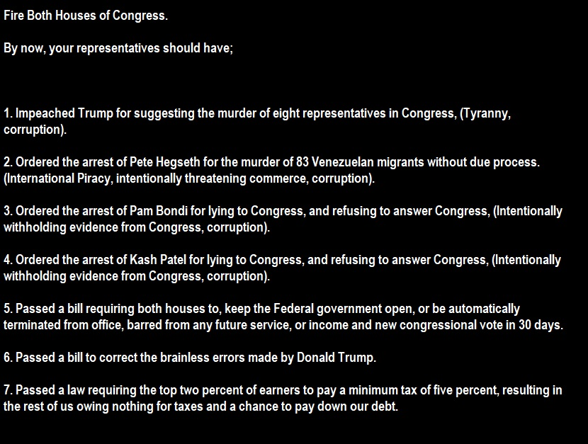 BobsWorld420's tweet image. I've decided to post this every freakin day.

Your representatives do NOT represent you.

#TrumpSux
#CongressIsUseless
#FireCongress
#FireBothHouses