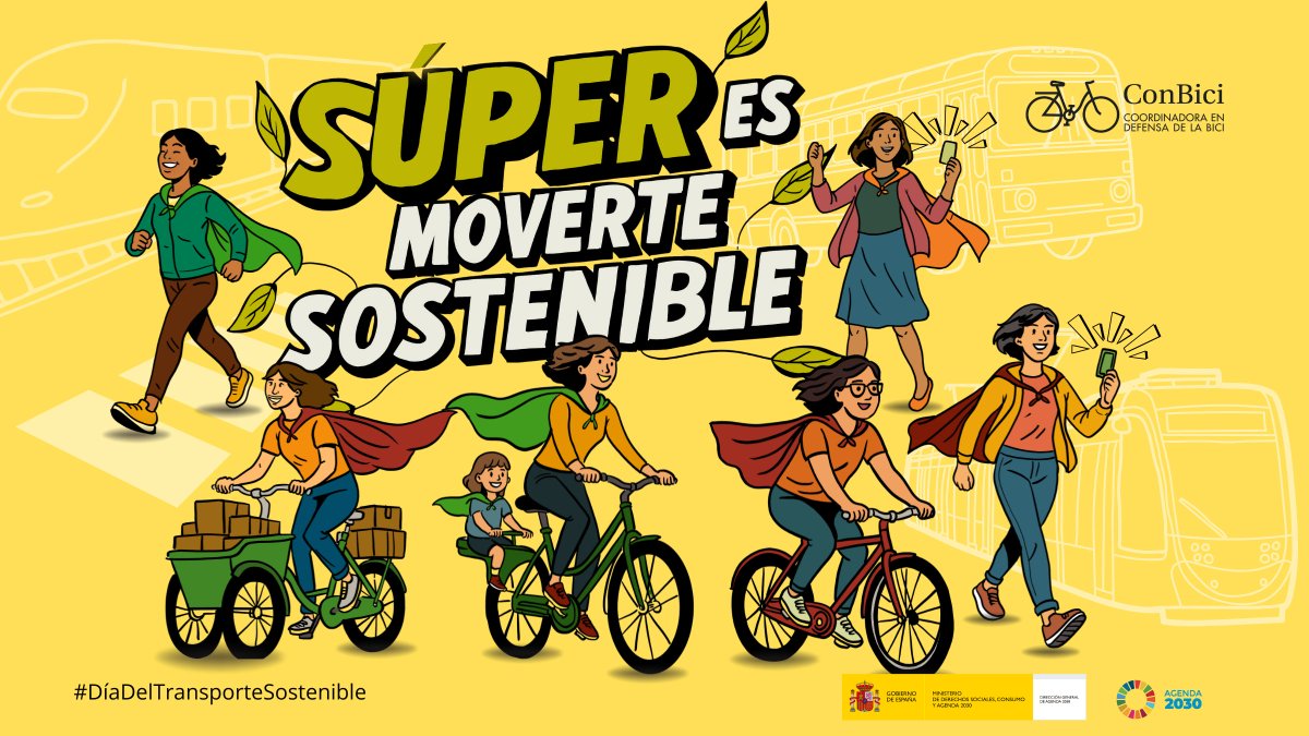 🌍 Hoy celebramos el #DíaDelTransporteSostenible.
Desde ConBici damos las GRACIAS a quienes caminan, pedalean, usan bus, metro o tren.
Cada trayecto suma salud, clima y calidad de vida.
💛 SÚPER es moverte sostenible
👉 bit.ly/48yJVe6