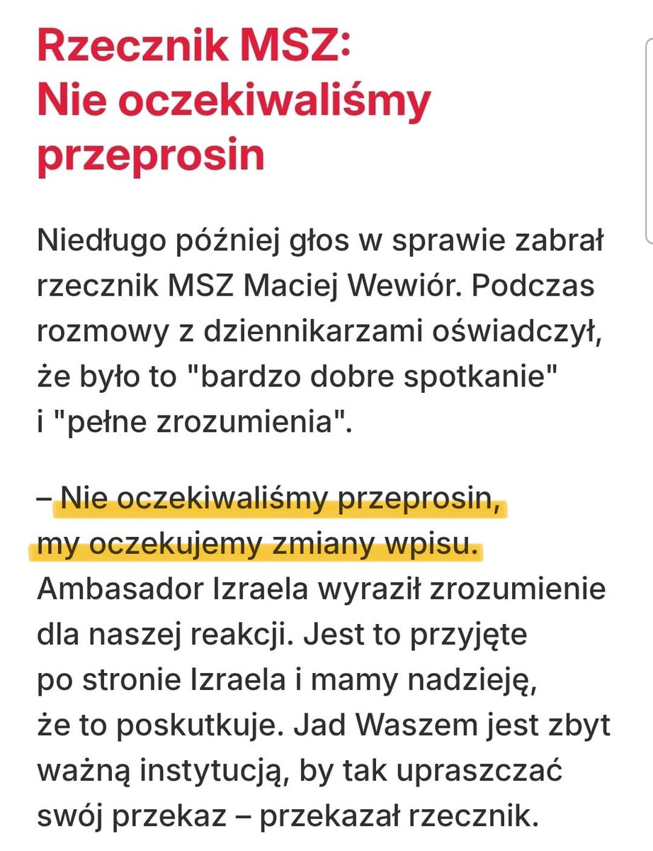 Dzień dobry panie rzeczniku <a href="/RzecznikMSZ/">Rzecznik MSZ - Maciej Wewiór</a> Macieju Wewiór. Jak idzie w tej sprawie?

Bo mija 4. dzień i jest tak:

• przeprosin – brak ❌
• zmiany wpisu – brak ❌
• konsekwencji dla oszczerców – brak ❌

Pan <a href="/sikorskiradek/">Radosław Sikorski 🇵🇱🇪🇺</a> tak pokornie prosił – i nie posłuchali… Dziwne, nie?