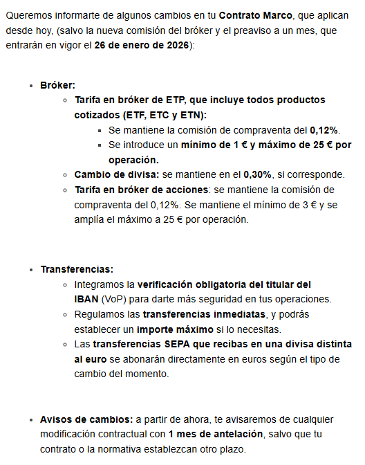¿Alternativas de bancos españoles con comisiones más bajas? Escucho.
Lo único que tenía bueno <a href="/MyInvestorES/">MyInvestor</a> eran las comisiones porque su plataforma es un desastre así que 👋