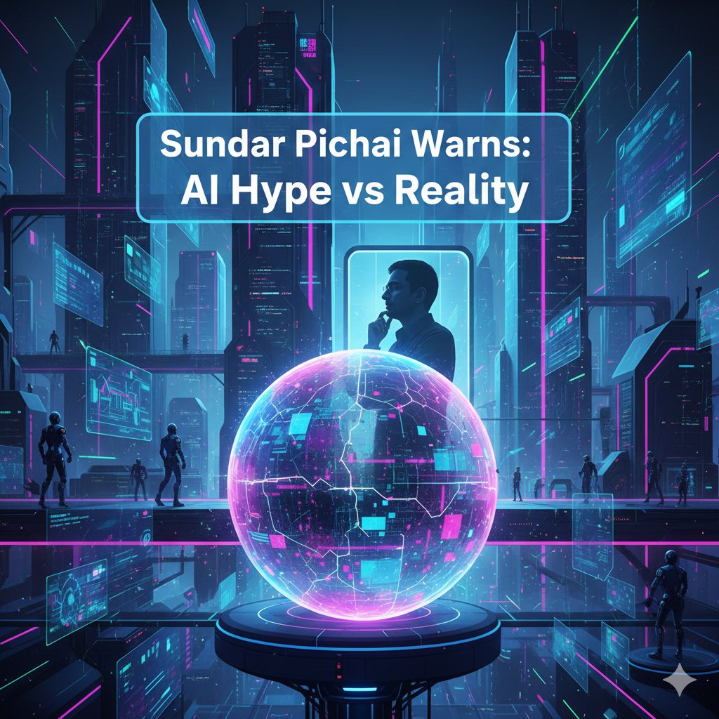 Provaantech's tweet image. Sundar Pichai warns: AI hype is real.
If it bursts, no one’s safe.
Innovation must be smart &amp;amp; sustainable.
More: provaantech.com
#AI #AIBoom #TechTrends #AIInnovation #MachineLearning #BigTech